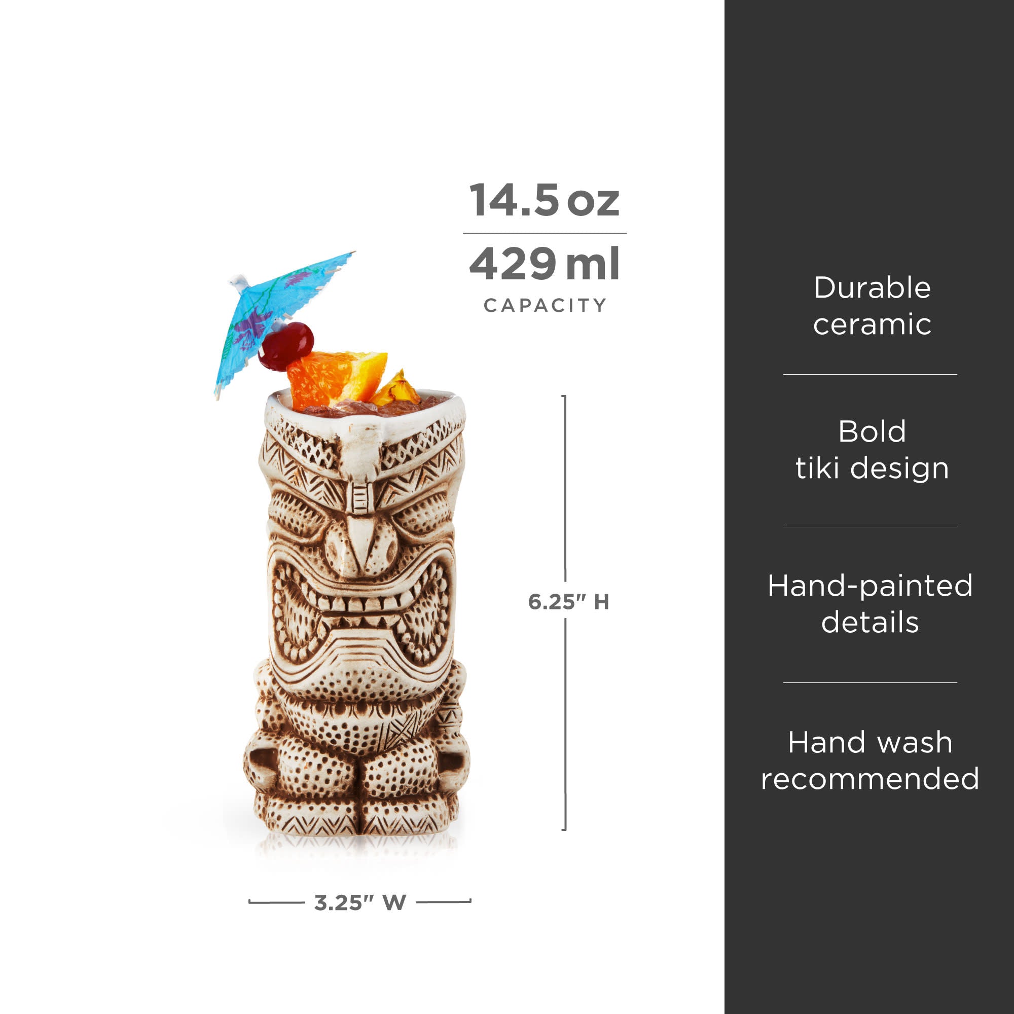 Premium Tiki Mugs Set of 2 - Handcrafted Ceramic Tropical Cocktail Cups with Vibrant Hawaiian Design - Perfect for Luau Parties, Beach Themed Events & Summer Drinks