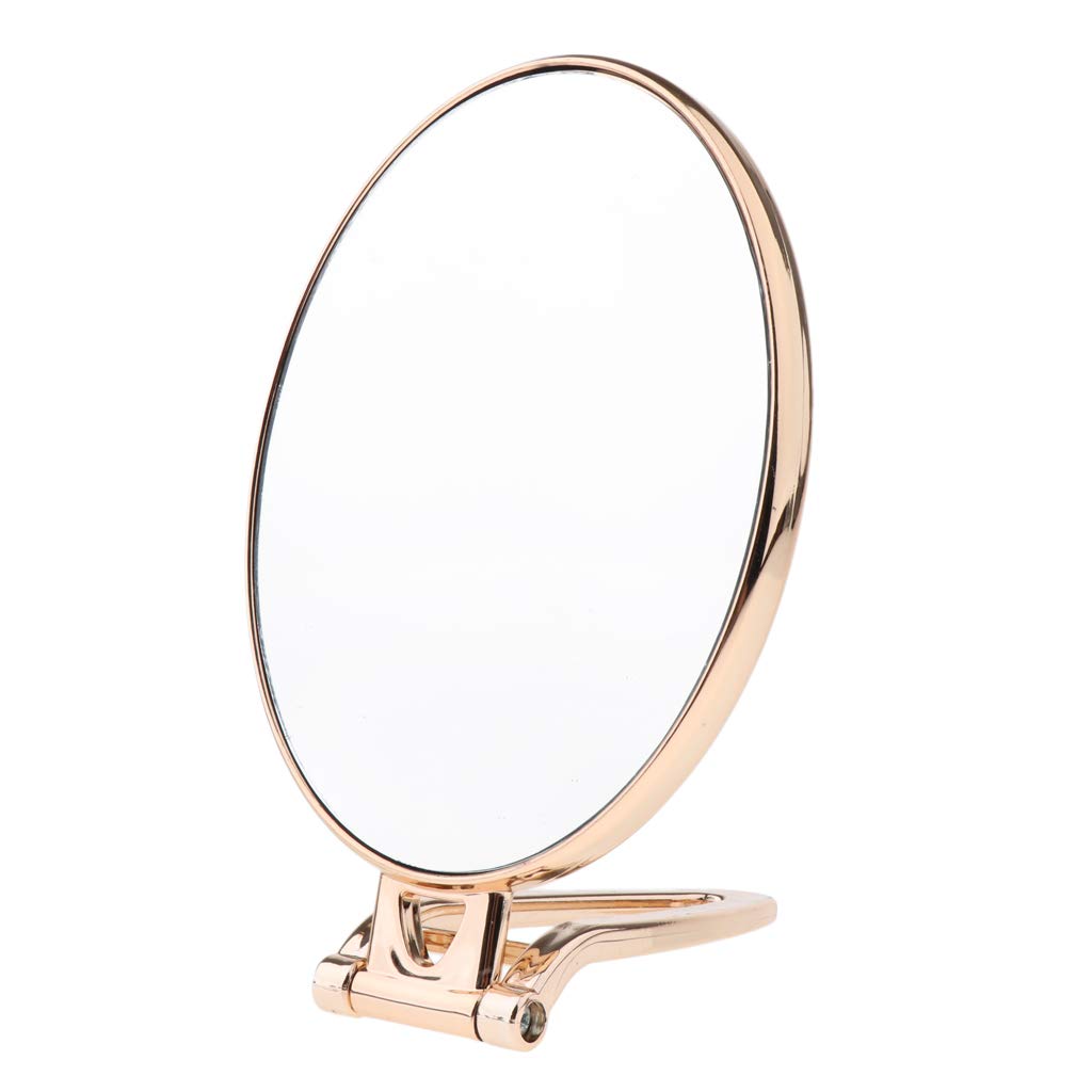 VMS INDIA Portable Folding Double-Sided Makeup Mirror with Stand - Travel Vanity Mirror for Home & On-the-Go (Golden) | Perfect for Travel, Bedroom, Bathroom & Professional Makeup Artists