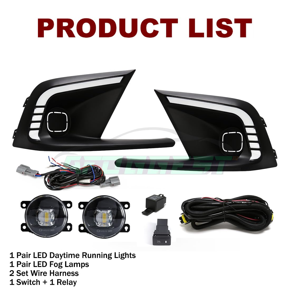 2021-2023 Honda Civic LED Daytime Running Lights (DRL) - Tri-Color Fog Lights with White LED Bulbs & L-Style Bezel - Upgrade for Enhanced Visibility & Style (Perfect for Night Driving & Custom Car Mods)