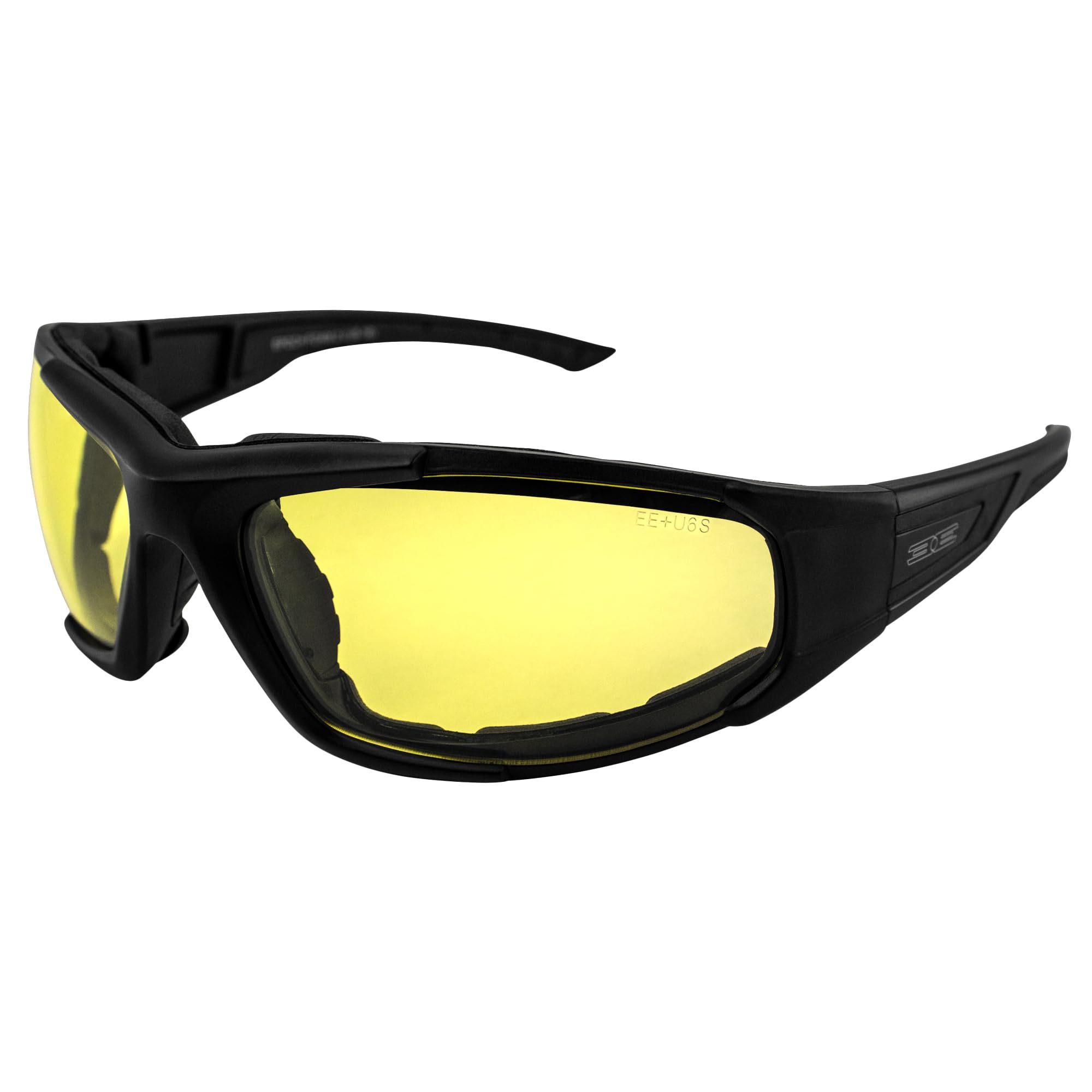 Epoch Eyewear Foam2 Padded Motorcycle Sunglasses - Black Frame with Yellow Lens, ANSI Z87.1 Certified for Safety - Perfect for Motorcycle Riding, Cycling, and Outdoor Sports