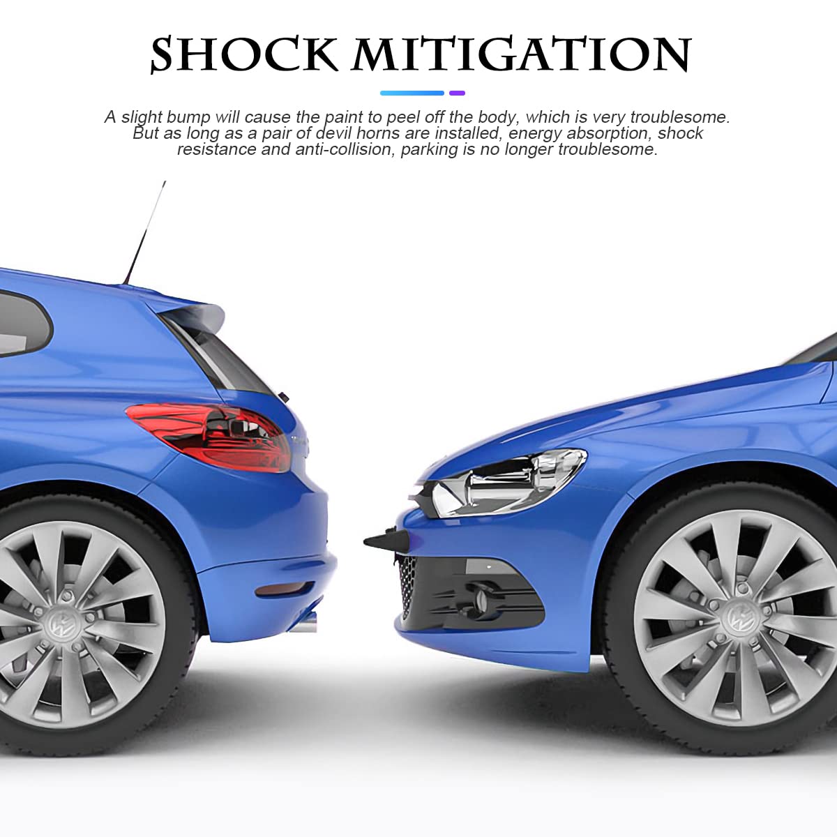 2PCS 3D Devil Horn Car Stickers - Anti-Collision Protectors for SUV, Truck & Auto - Black