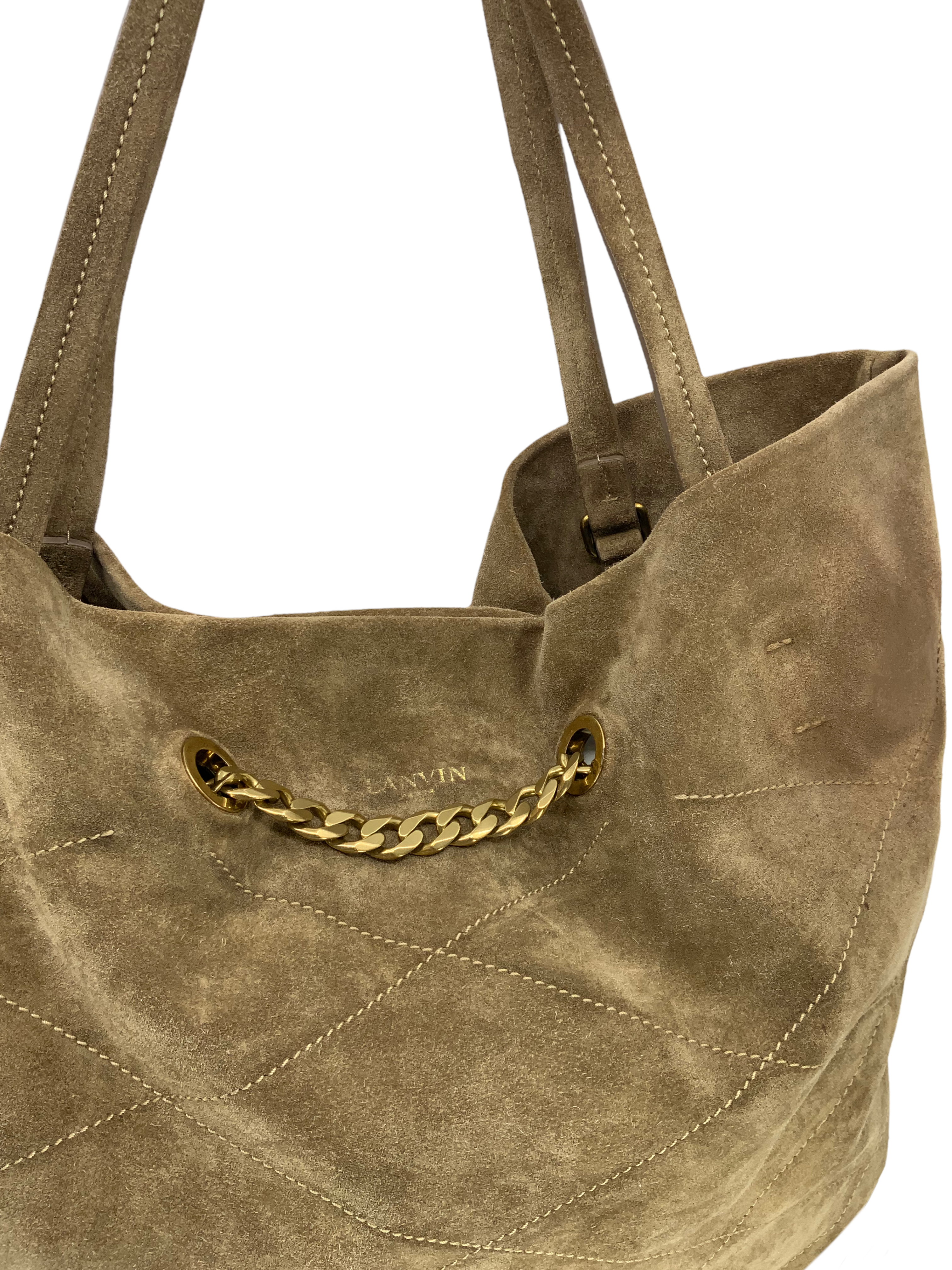 LANVIN Suede Quilted Carry Me Tote Bag - Luxury Designer Handbag for Women | Perfect for Work, Travel & Everyday Use
