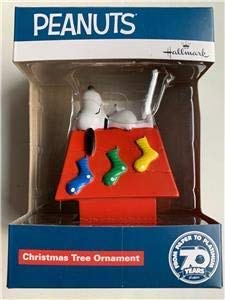 Peanuts Snoopy Doghouse with Stockings 70th Anniversary Christmas Ornament - Perfect for Holiday Tree Decorations & Gift Giving