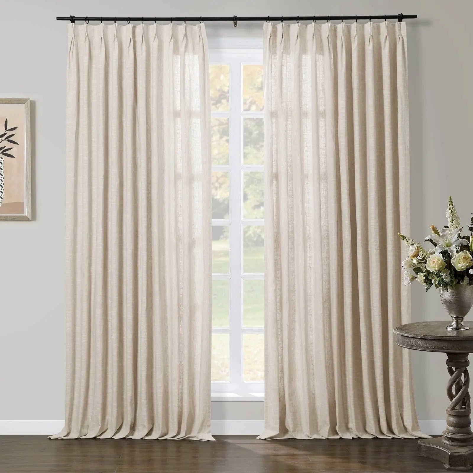 Luxury Linen Cotton Pleated Curtains - Blackout Drapes for Living Room & Bedroom - Elegant Home Decor Window Treatments