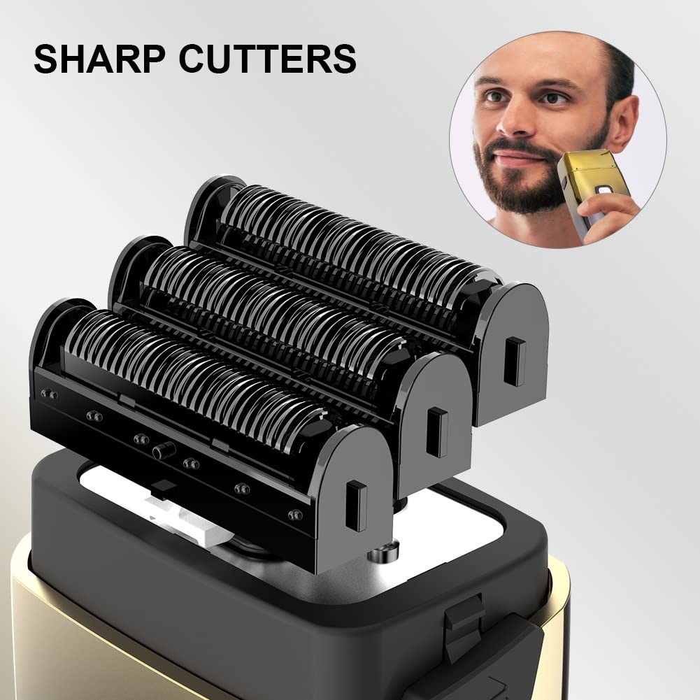 Premium Rechargeable Electric Razor for Men - 3-Blade Wet/Dry Shaver for Beard & Head Shaving, Powerful Cordless Trimmer with Travel Case - Perfect for Home, Travel & Grooming Gifts