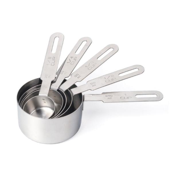5-Piece Measuring Cups Set - Stainless Steel Kitchen Measuring Cups for Baking & Cooking - Perfect for Dry & Liquid Ingredients (1/4, 1/3, 1/2, 2/3, 1 Cup) - Ideal for Home Bakers & Professional Chefs