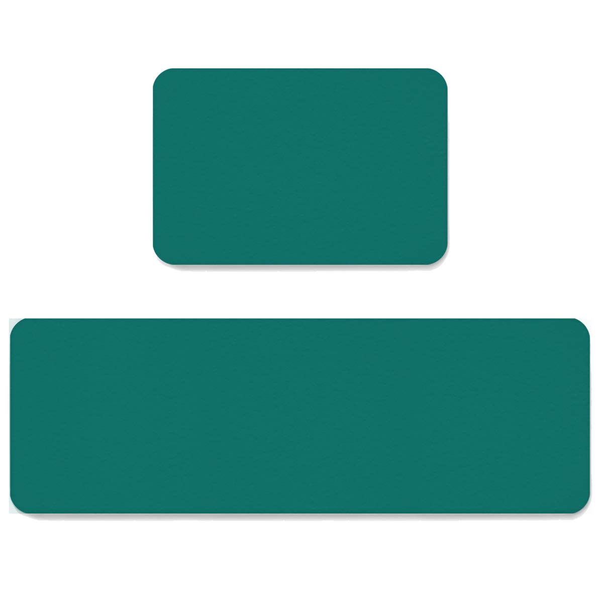 HELLOWINK Anti-Fatigue Kitchen Mat Set of 2 - Non-Slip Solid Kitchen Rugs for Floor, Home, Office, Sink & Laundry - Dark Green - Perfect for Standing Comfort While Cooking, Cleaning or Working