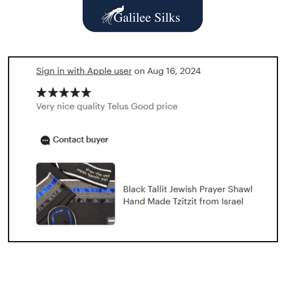Bar Mitzvah Tallit - Black Prayer Shawl with Blue & White Stripes for Jewish Ceremonies, Wedding Tallit | Perfect for Synagogue, Coming of Age & Religious Celebrations