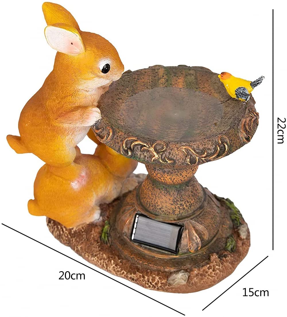 Solar-Powered LED Garden Lights - Resin Animal Statues & Bird Feeders for Outdoor Decor - Rabbit, Bird & Wildlife-Themed Solar Garden Lamps for Patio, Lawn & Backyard Landscaping