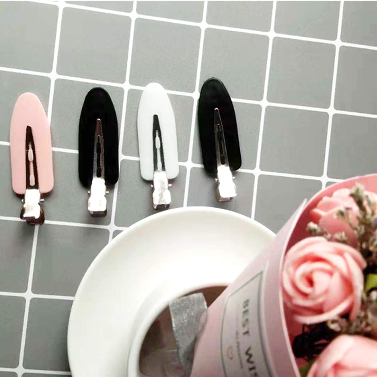 Adornish 4 Pcs No Bend Hair Clips for Styling - Acrylic Resin Flat Hair Clips, No Crease Curl Small Pins, Seamless Hair Barrettes for Women & Girls - Perfect for Makeup, Hairstyling & Salon Use