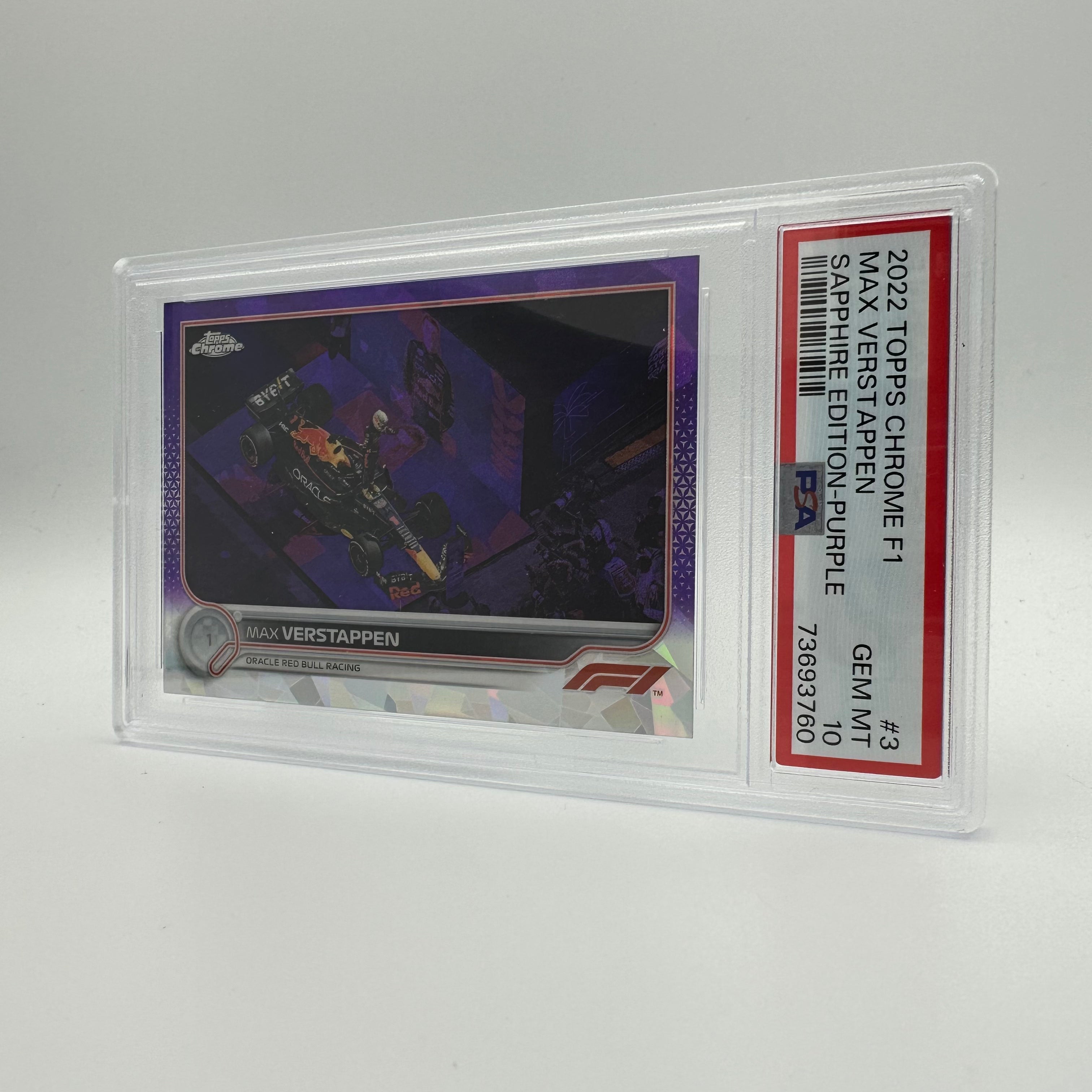 PSA 10 Gem Mint 10/10 Max Verstappen #3 Sapphire Edition Purple Trading Card - 2023 F1 Champion Collectible for Sports Memorabilia & Card Game Enthusiasts
