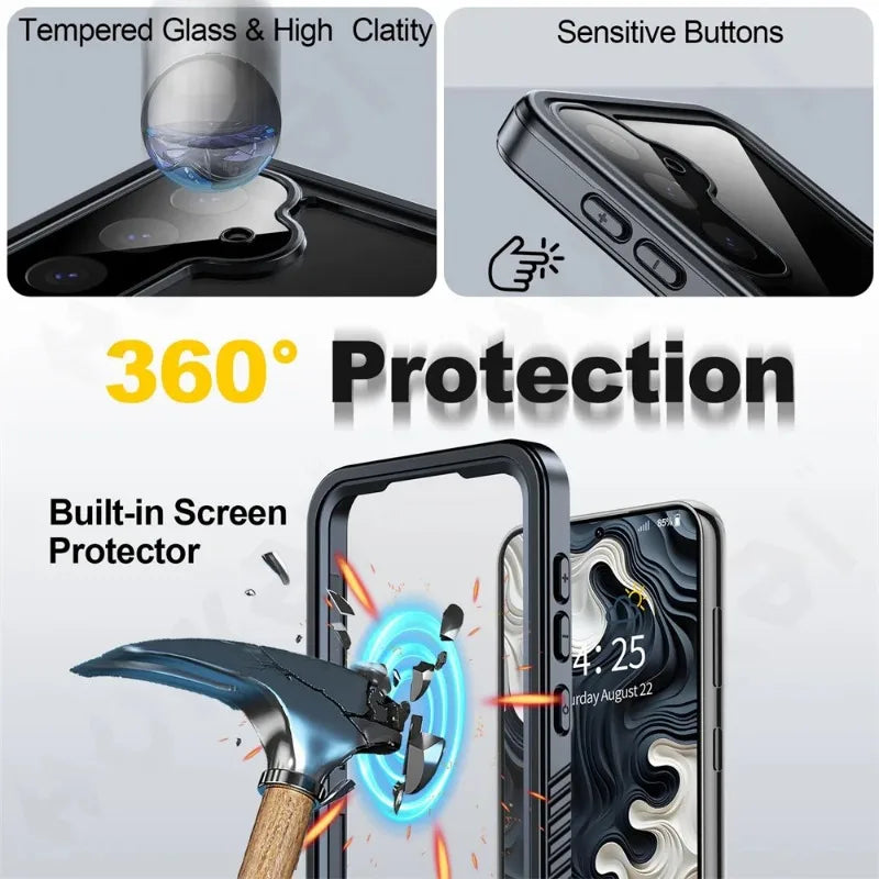 Samsung Galaxy S25 Plus Waterproof Case IP68 Certified - Underwater Protection for Swimming, Snorkeling & Beach Activities