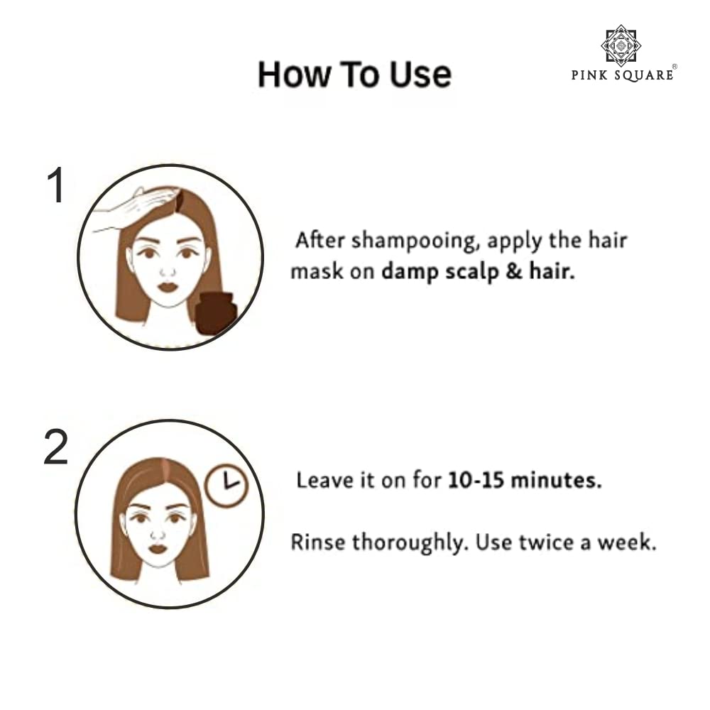 Pink Square Keratin Hair Mask for Intense Damaged Hair Repair - 200g Deep Conditioning Treatment for Dry & Damaged Hair - Salon Quality At-Home Hair Spa | Perfect for Post-Color Care & Weekly Hydration