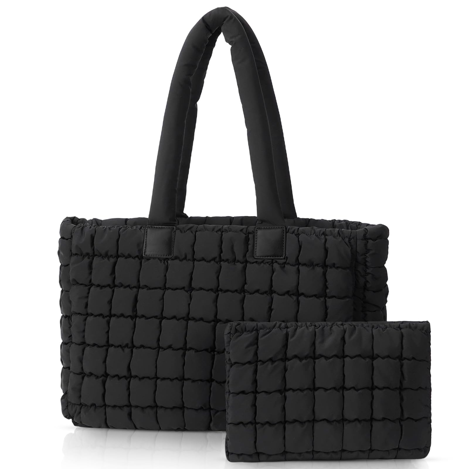 Juoxeepy Quilted Puffer Tote Bag for Women - Stylish Laptop Work Bag with Multiple Compartments | Perfect for Office, Business Travel & Daily Commute