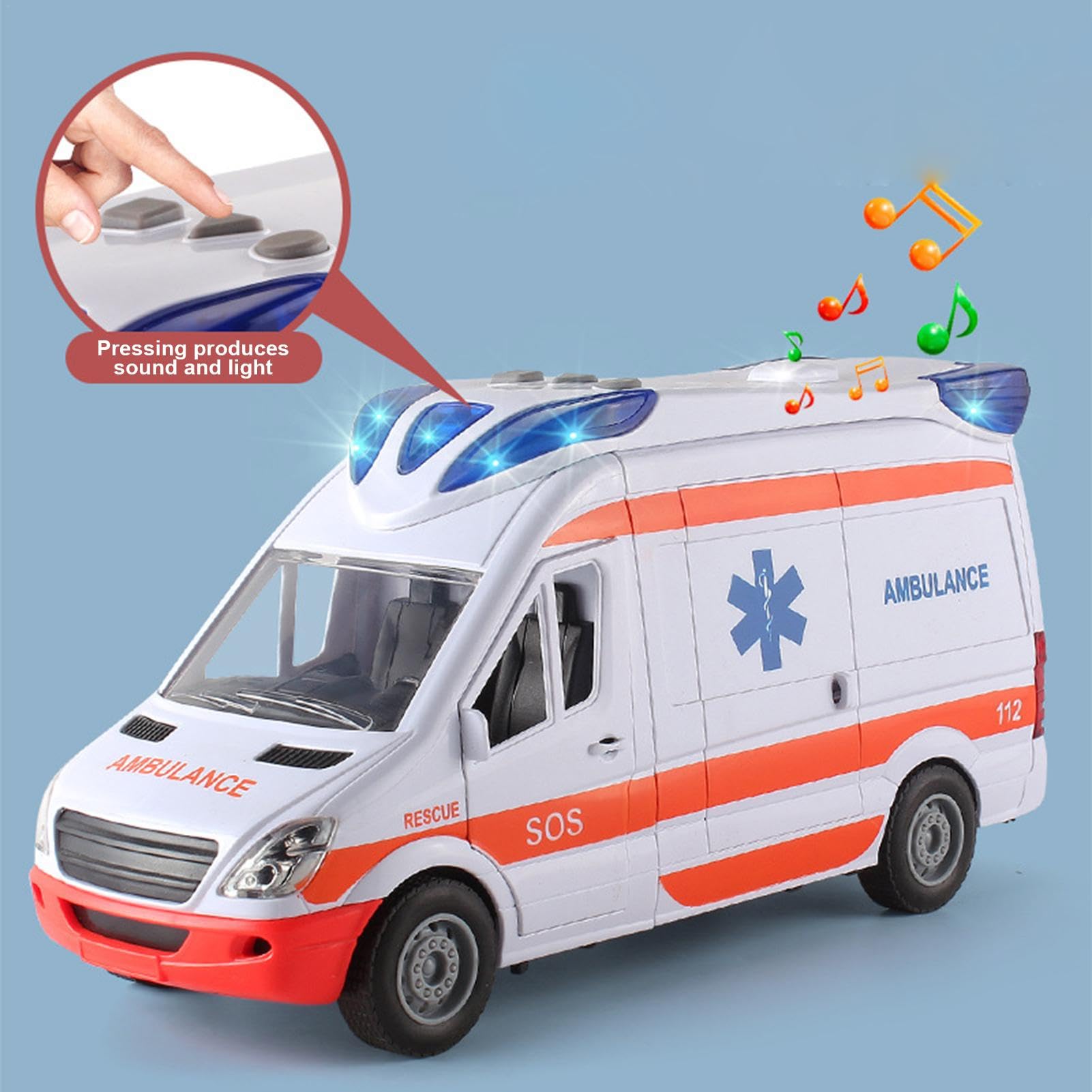 Ambulance Toy Car with Lights & Sound - Rescue Vehicle Play Set for Kids, Boys & Girls | Includes Stretcher & Play House | Perfect for Pretend Play, Emergency Role Play & Learning Scenarios
