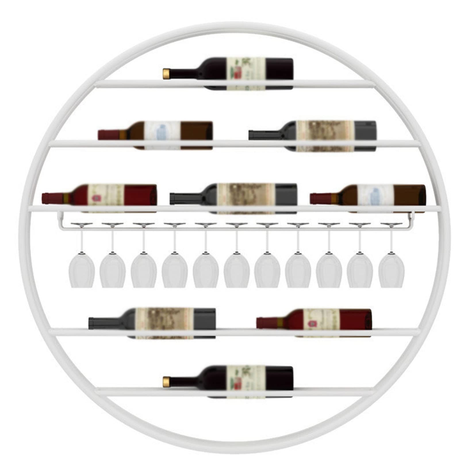V3VOGUE Wall Mount Wine Rack - 12 Bottle Metal Wine Holder for Red Wine, Liquor & Beverage Display - Hanging Stemware Rack for Home Bar, Kitchen, Restaurant & Office Decor - Durable Wine Storage Shelf for Glassware & Goblets
