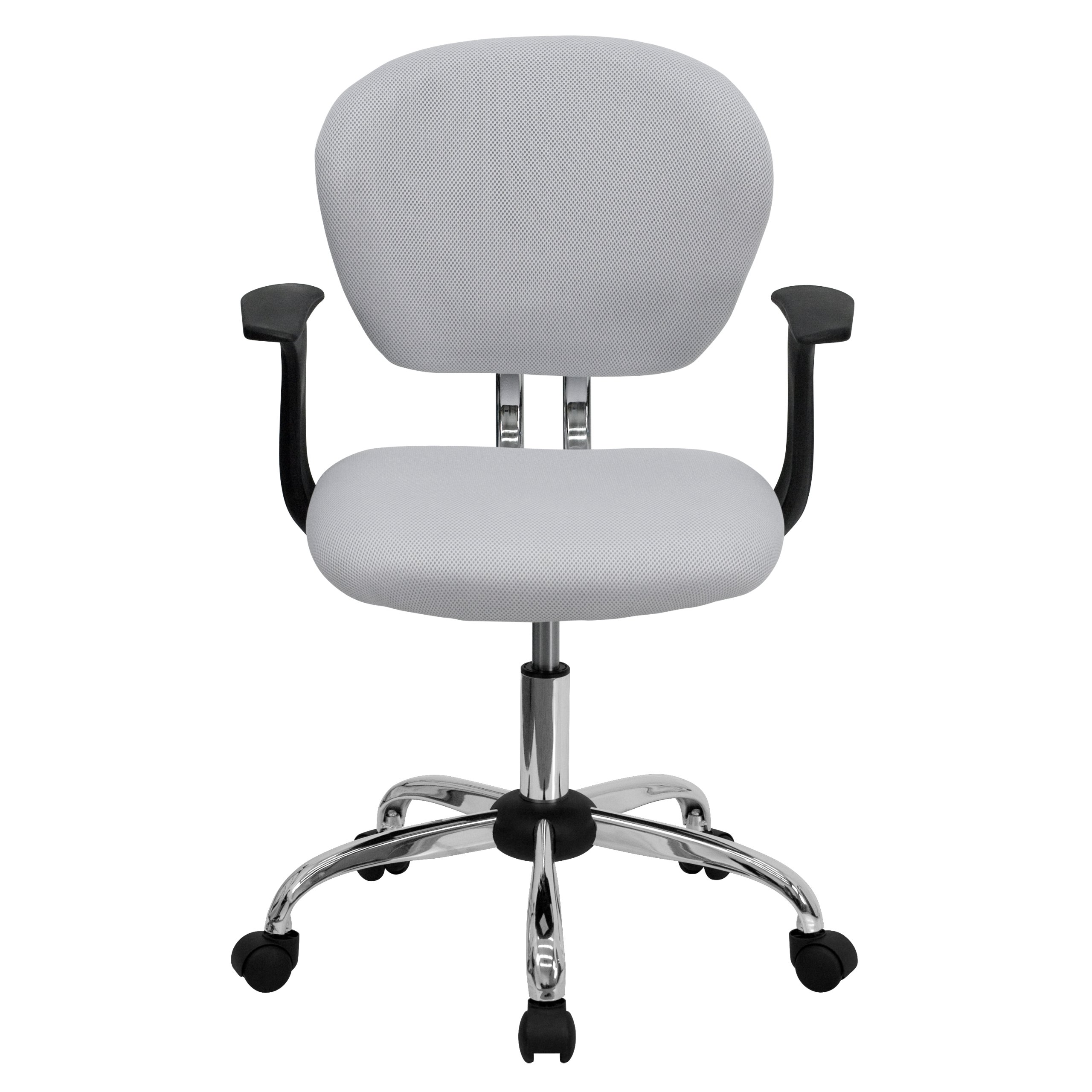 Ergonomic Mid-Back White Mesh Office Chair with Padded Seat & Adjustable Arms - Perfect for Home Office, Gaming, and Workspace Comfort
