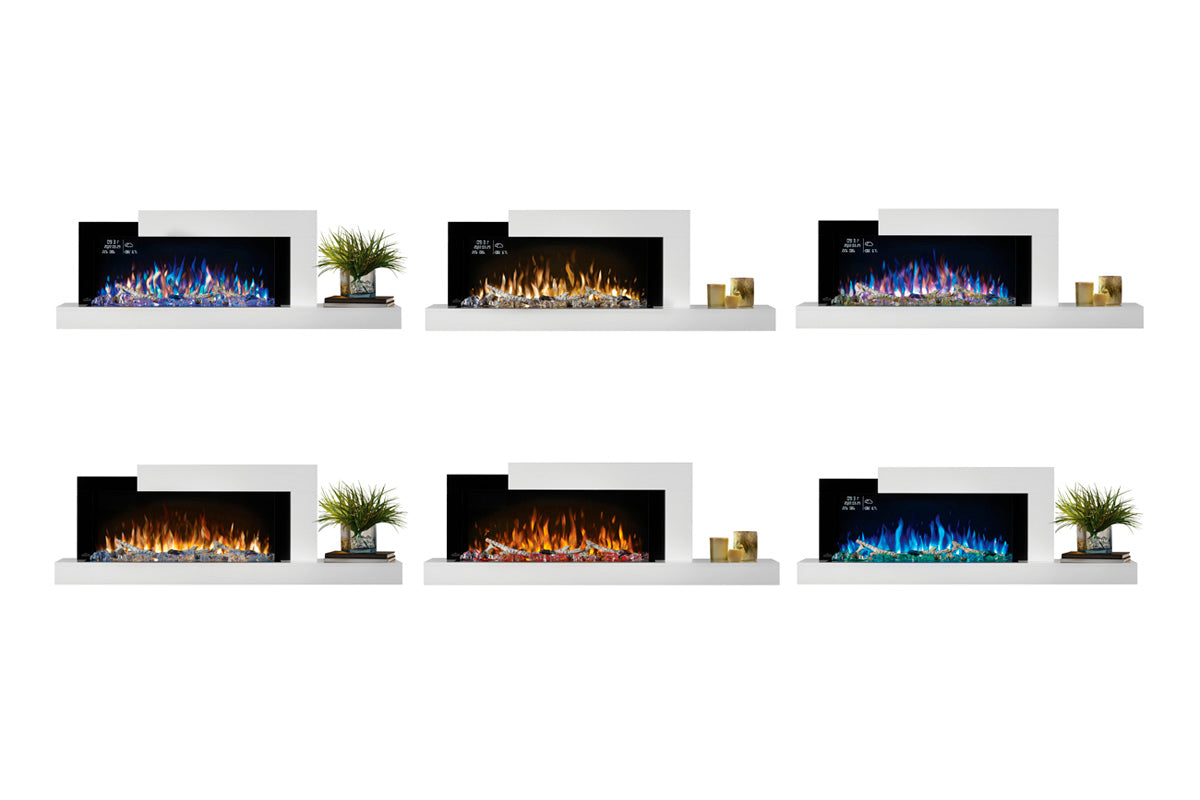 Napoleon Stylus Cara Elite Smart 60-Inch White Wall Mount Electric Fireplace with Shelf - Modern Heating Solution for Living Room, Bedroom & Office