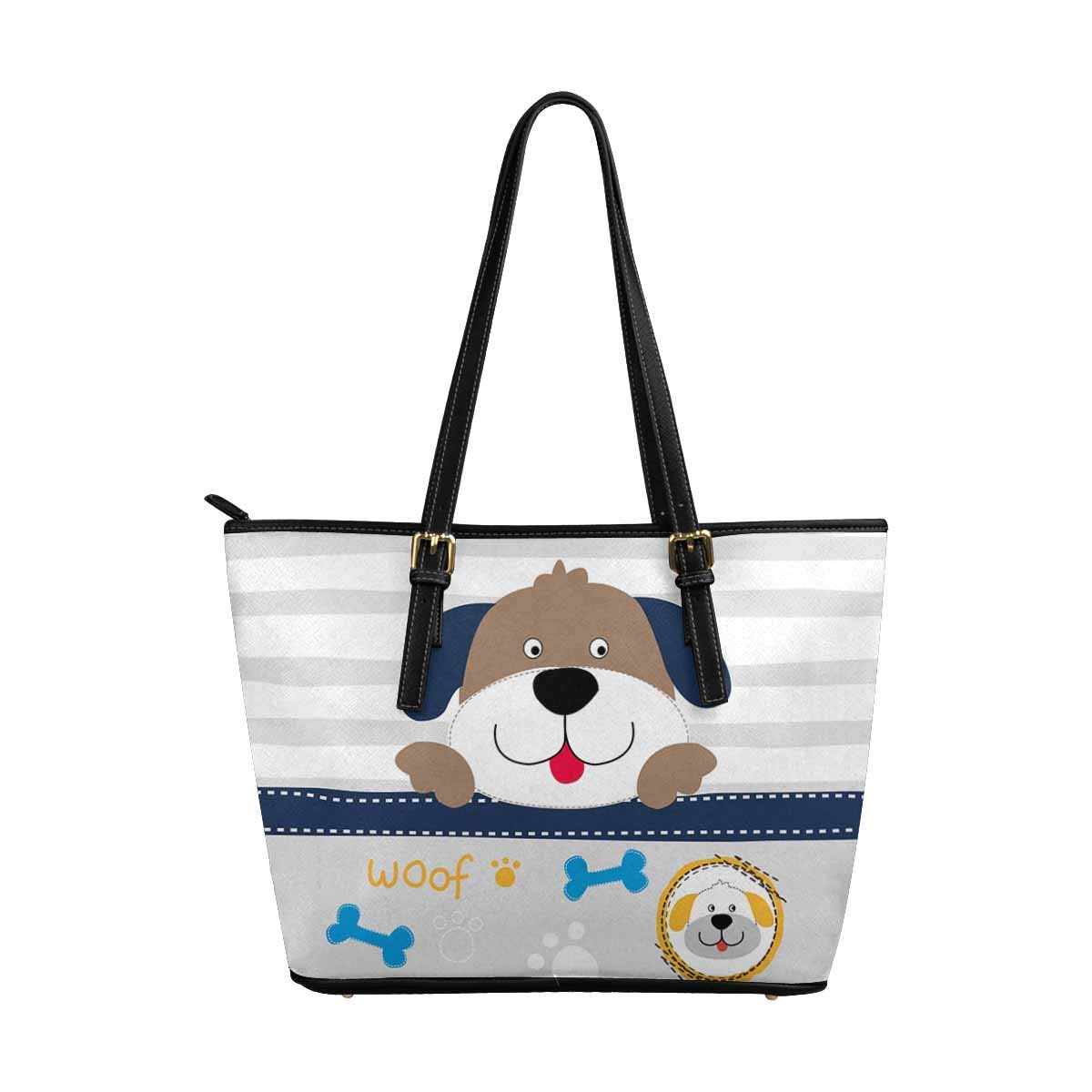 InterestPrint Women's Cartoon Animal Striped Leather Tote Shoulder Bag - Stylish Handbag for Work, Shopping & Travel