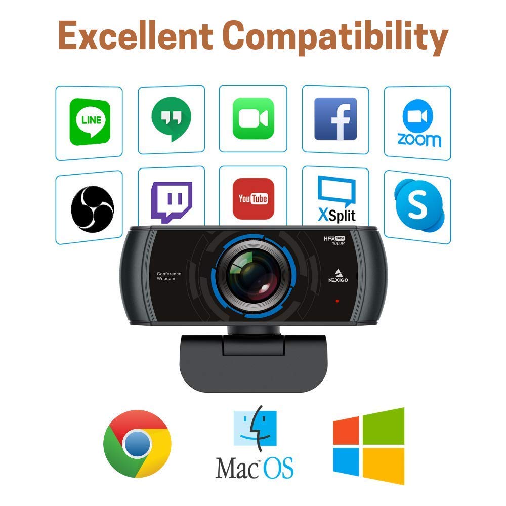NexiGo N980P 1080P 60FPS Webcam with Built-in Dual Microphones - HD USB Computer Camera for PC, Mac, Laptop - 120° Wide Angle for Zoom, Skype, FaceTime, Microsoft Teams - Noise Reduction & Plug-and-Play (Renewed) - Perfect for Remote Work, Online Classes & Video Conferencing