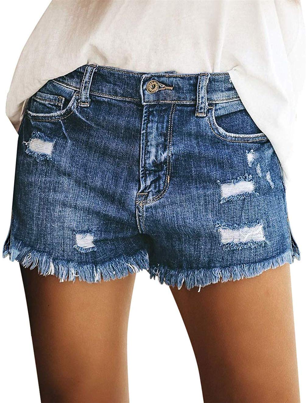 MODARANI Women's Distressed Ripped Denim Shorts - High Waisted Cut Off Jean Shorts for Summer | Perfect for Beach, Music Festivals & Casual Outfits