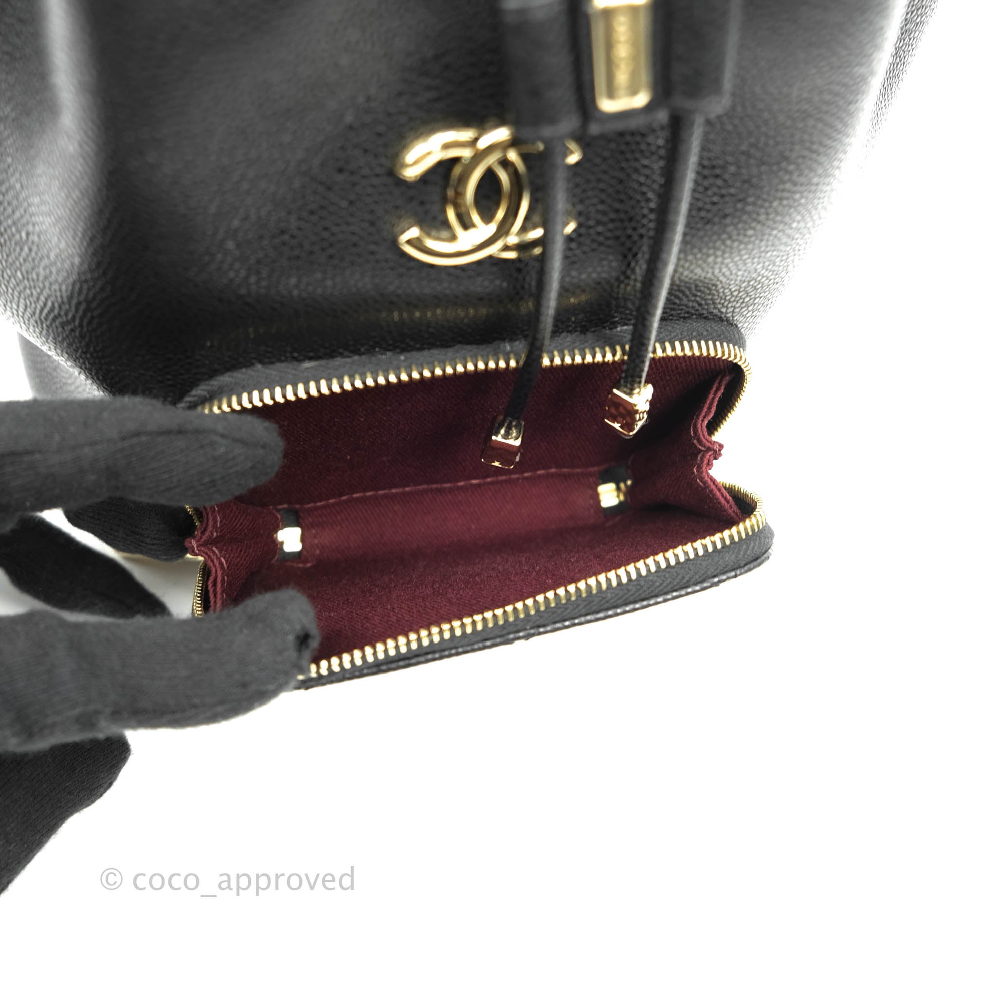 Chanel Business Affinity Drawstring Bucket Bag in Black Caviar Leather with Gold Hardware - Perfect for Work, Travel & Everyday Luxury