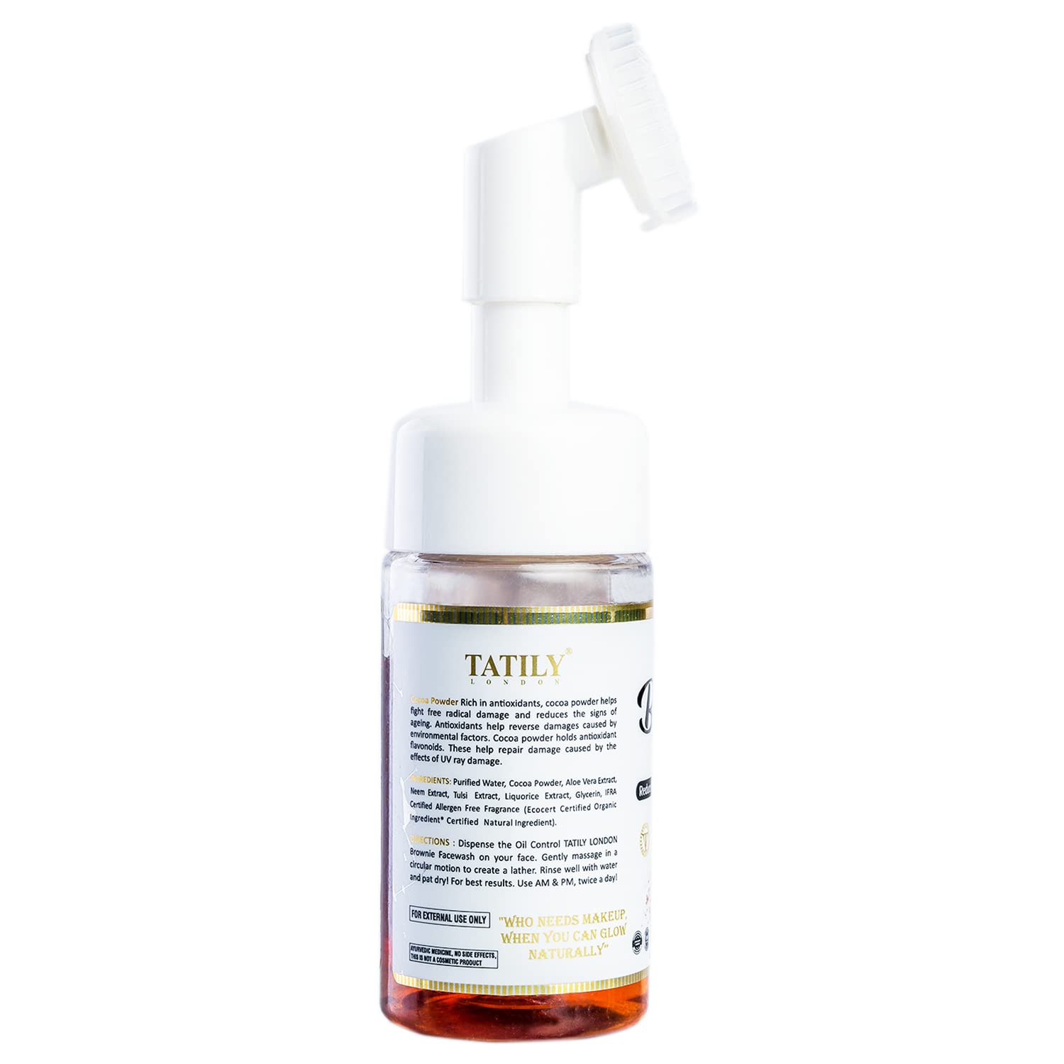 Tatily London Brownie Foaming Face Wash with Built-In Face Brush for Men & Women | Hydrating & Exfoliating Facial Cleanser | Smooth & Glowing Skin Care | 100ml | Perfect for Daily Skincare Routine & Travel