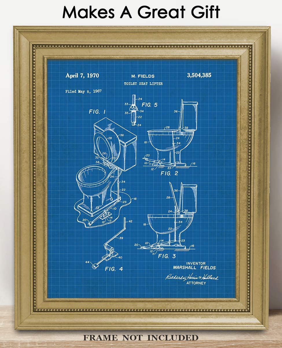 Farmhouse Bathroom Wall Art Decor - Unframed 8x10 Funny Bathroom Blueprint Print, Aesthetic Signs & Witty Pictures for Toilet Decor | Perfect for Farmhouse, Rustic & Modern Bathrooms