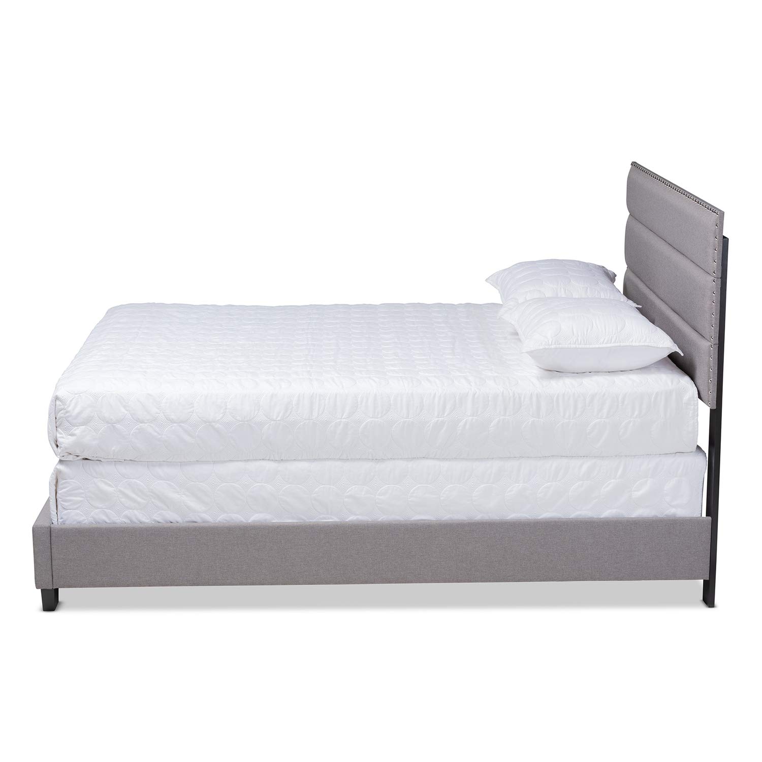 Baxton Studio Ansa Modern Grey Fabric Upholstered Queen Size Bed Frame - Contemporary Platform Bed for Bedroom, Guest Room & Master Suite