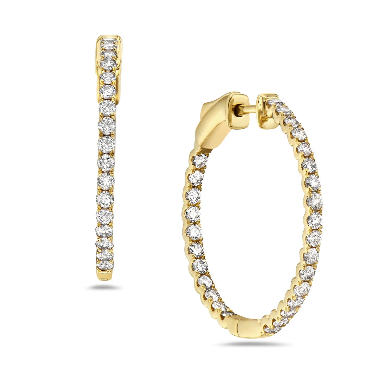 14K Yellow Gold Handmade Pave Diamond Hoop Earrings for Women - Perfect Gift for Anniversary, Birthday & Valentine's Day | Elegant Everyday & Special Occasion Jewelry