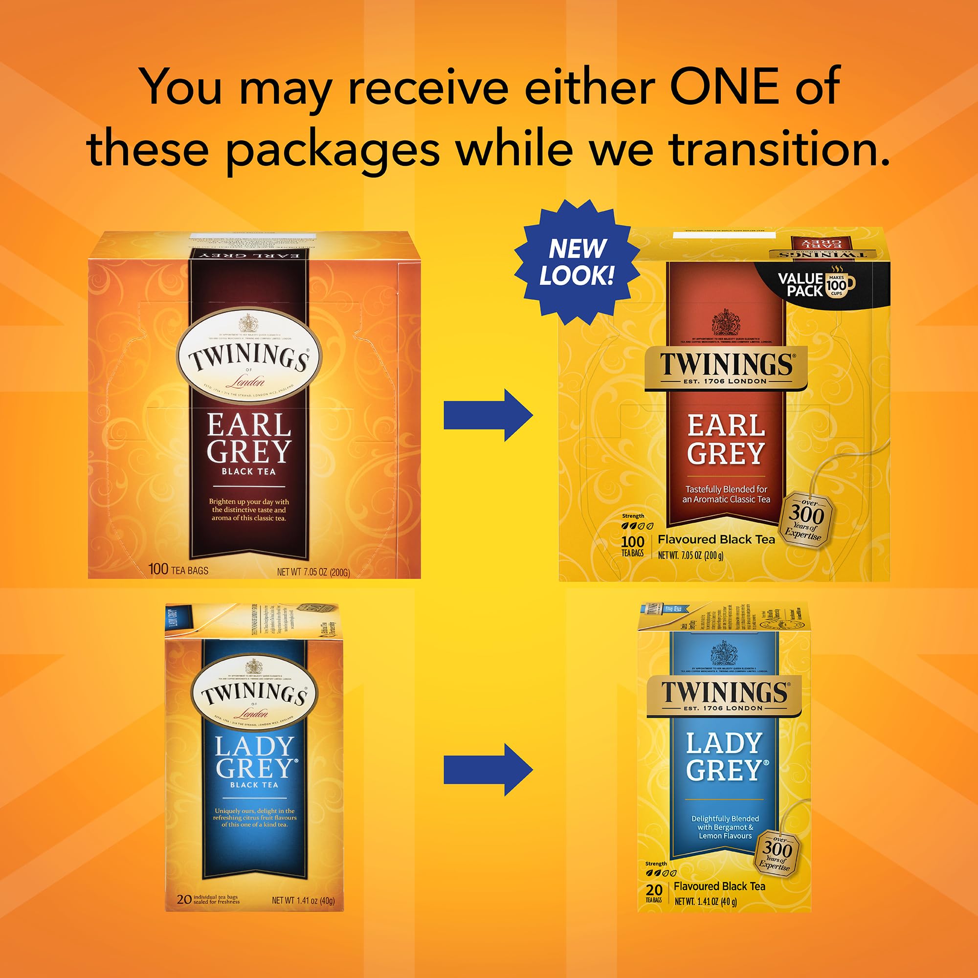 Twinings Lady Grey Black Tea Bags (20 Count, Pack of 6) & Earl Grey Tea Bags (100 Count) - Premium English Tea Blends for Afternoon Tea, Office Break or Relaxing at Home