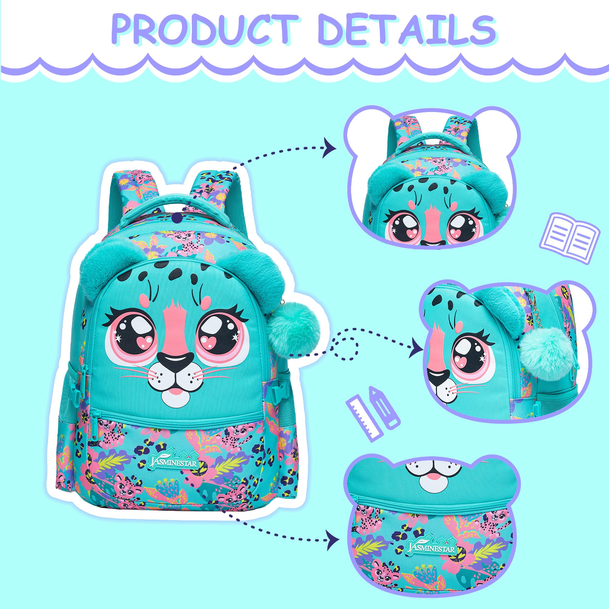 **Meetbelify Cute Girls Backpack Set for School & Travel - Lightweight Bookbag with Lunch Box for Ages 8-10, Elementary & Preschool Students - Perfect for Daily Use, Field Trips & Outdoor Adventures**