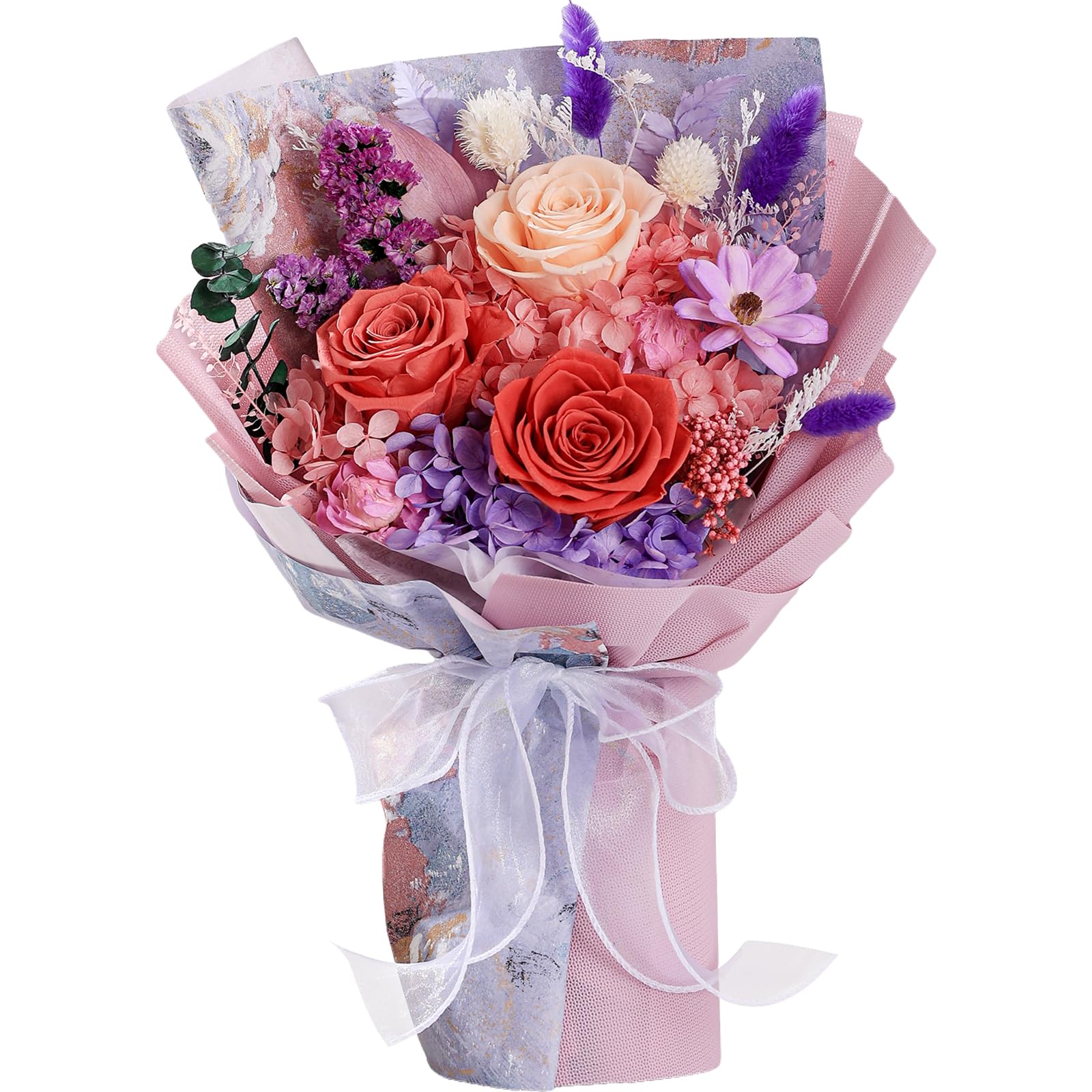 Eternal Preserved Rose Bouquet with Necklace - Fresh Cut Roses for Graduation, Mother's Day, Christmas & Valentine's Day Gifts | Long-Lasting Floral Arrangement for Special Occasions & Romantic Surprises
