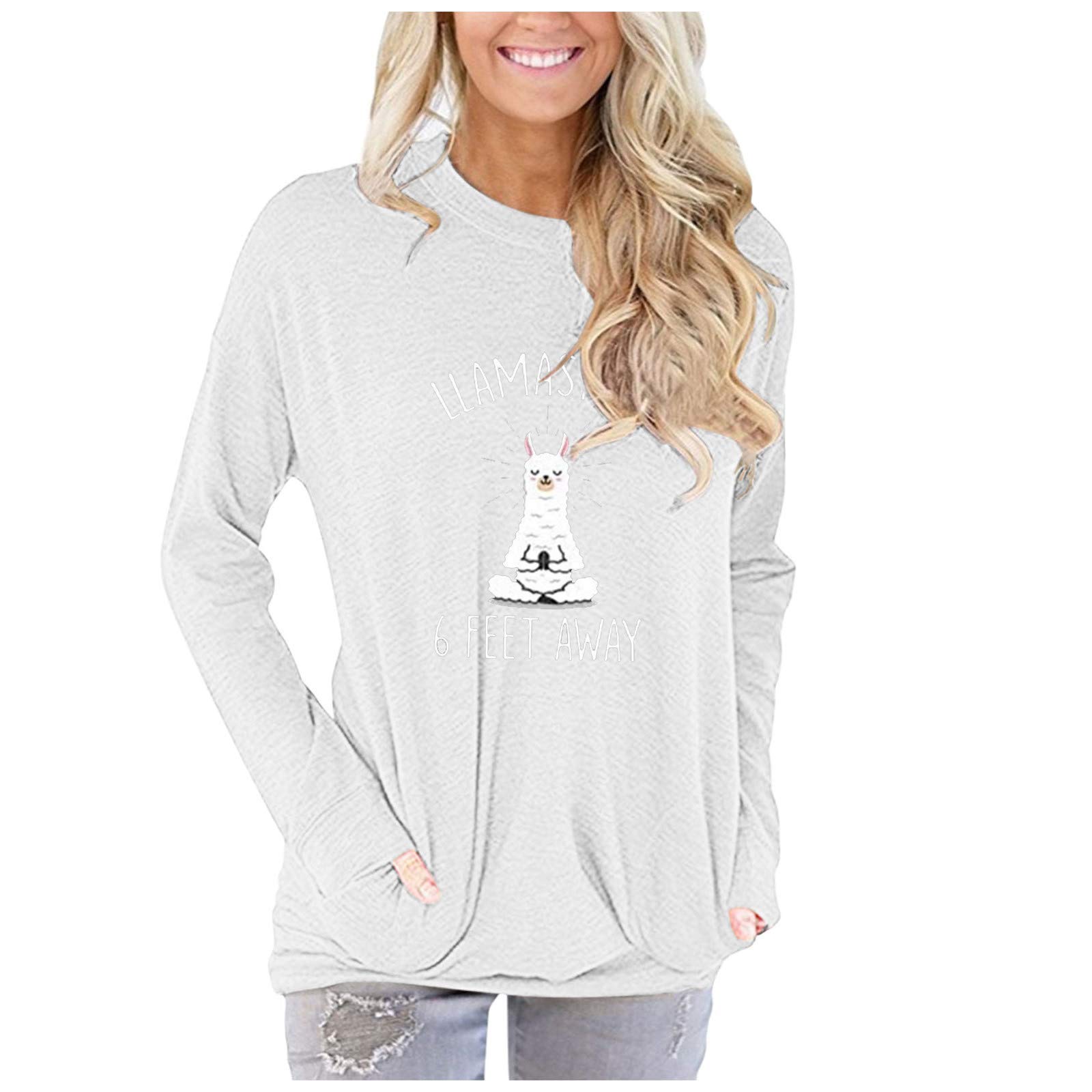 Women's Fall T-Shirts - Casual Long Sleeve Crewneck Sweatshirt | Soft Lightweight Loose Fit Solid Color Top | Perfect for Autumn Outfits, Layering & Everyday Comfort