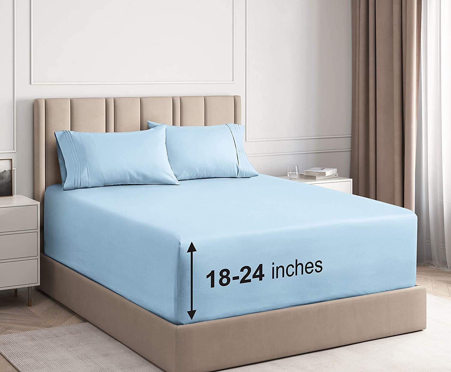600 Thread Count Extra Deep Pocket Sheets 4-Piece King Size Set - Fits 18