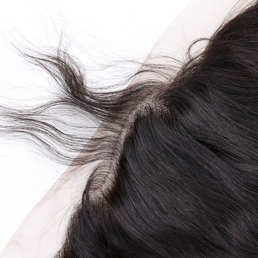 Bella Hair 13x4 Lace Frontal Human Hair - 100% Remy Virgin Body Wave 16 Inch - Pre-plucked Natural Hairline with Baby Hair - Perfect for Protective Styles, Weaves & Natural Hair Extensions
