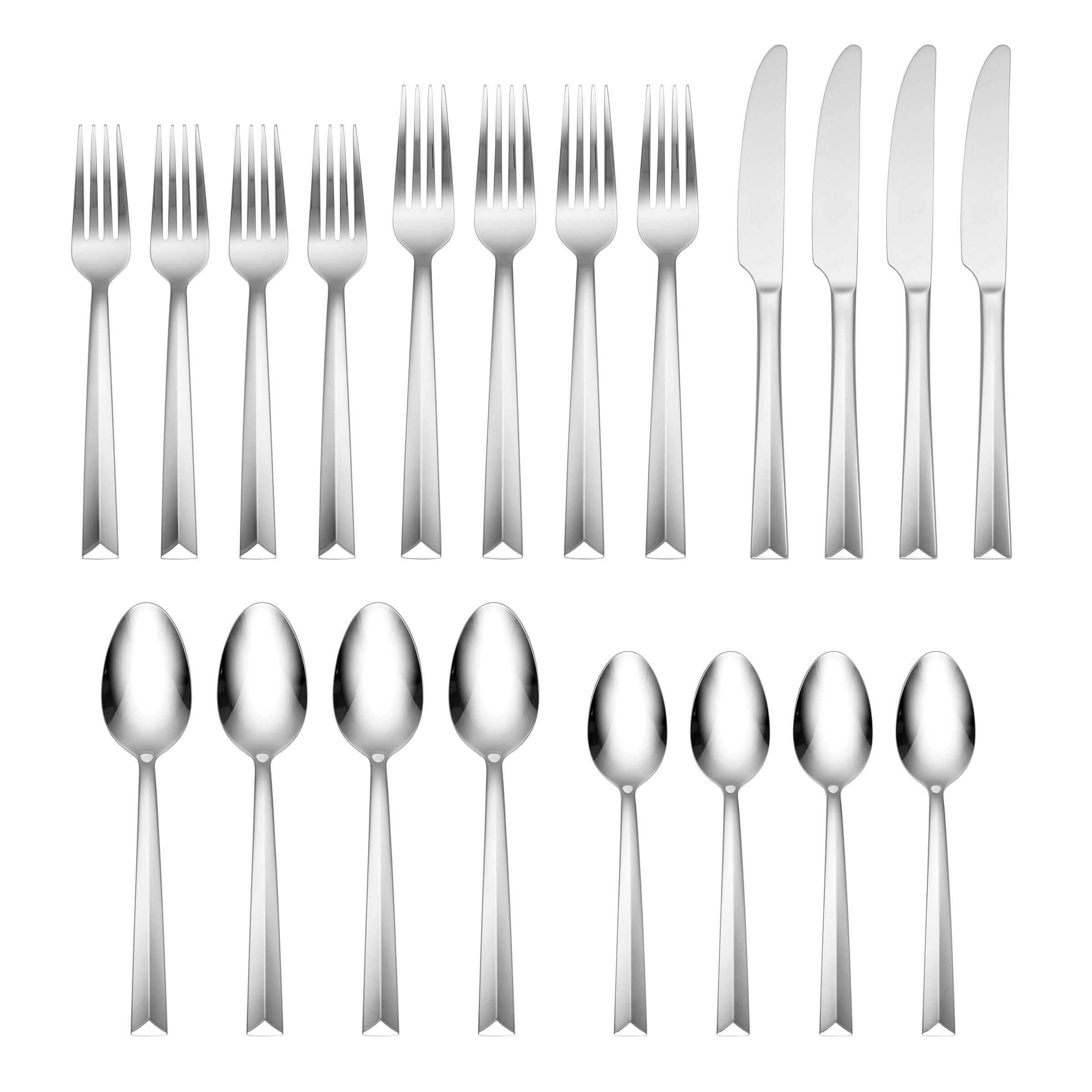 Premium Moxie 20-Piece Stainless Steel Flatware Set - Durable Silverware for Everyday Dining, Dinner Parties & Gifts - Includes Forks, Knives, Spoons & Serving Utensils