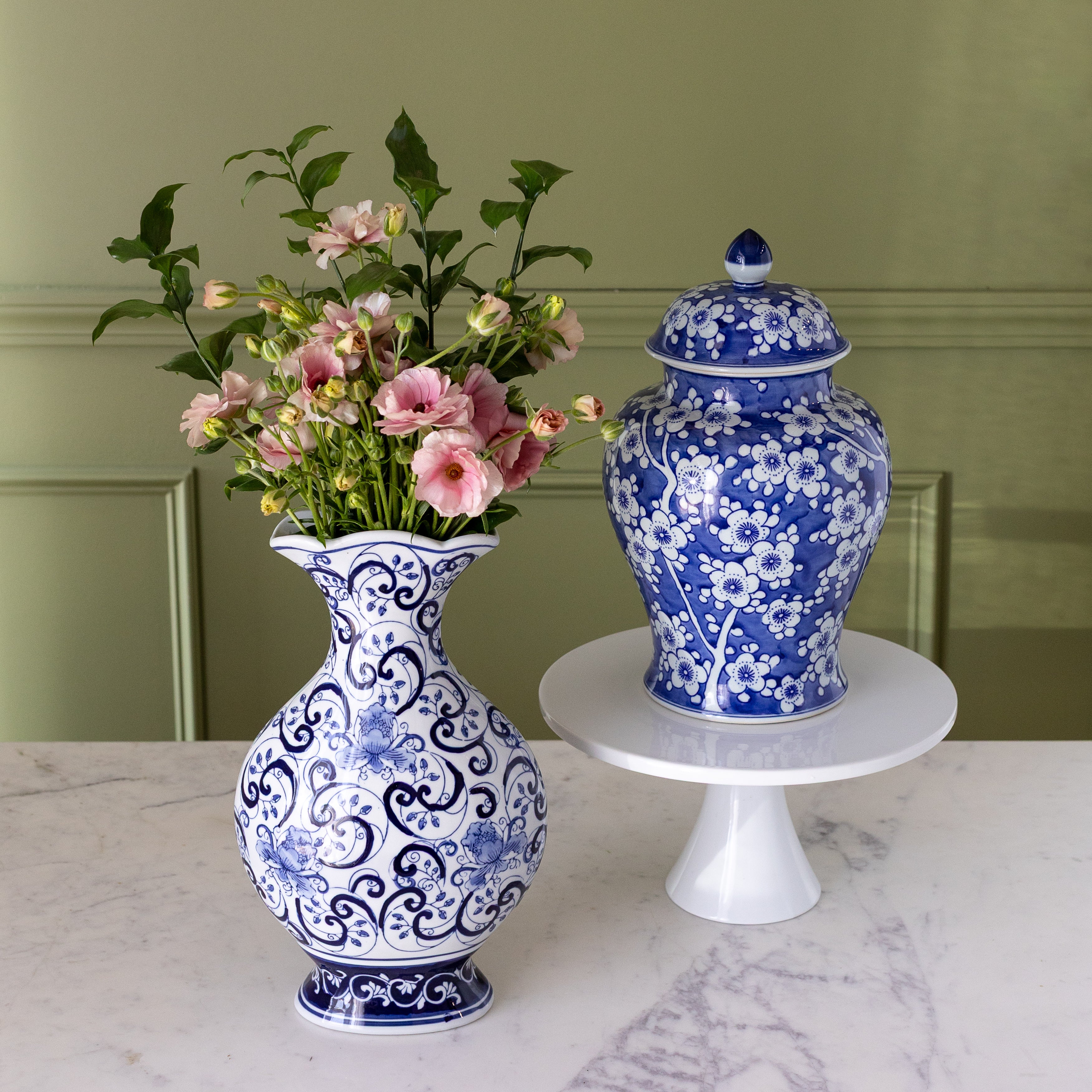 Elegant Chinoiserie Classic Vase - Hand-Painted Porcelain Home Decor for Living Room, Dining Table & Wedding Centerpieces