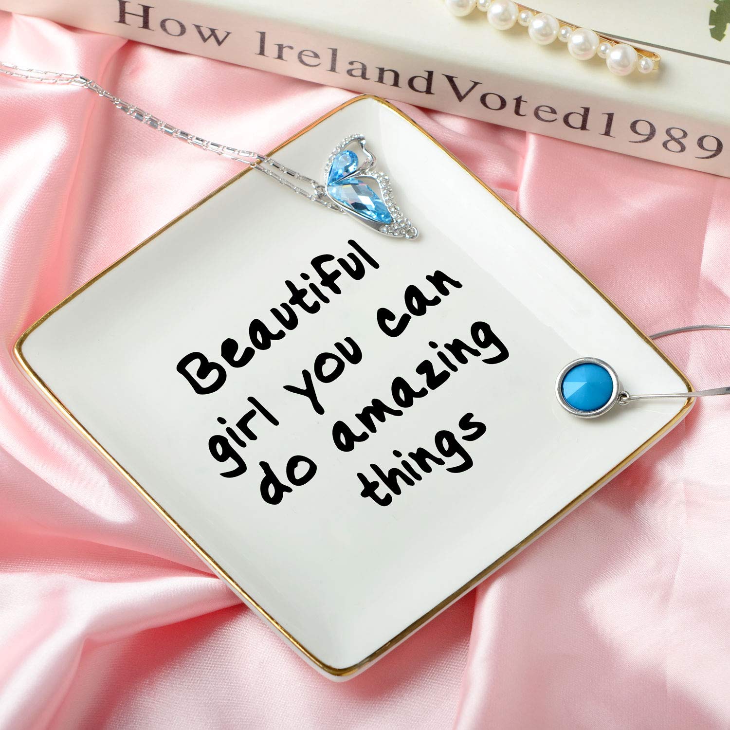 Elegant Jewelry Ring Dish Tray - Unique Inspirational Gift for Women, Girlfriend, Wife, Mom, Daughter, Sister | Perfect for Birthday, Christmas, Mother's Day | Jewelry Organizer & Decorative Home Accent for Dresser, Vanity, Bathroom
