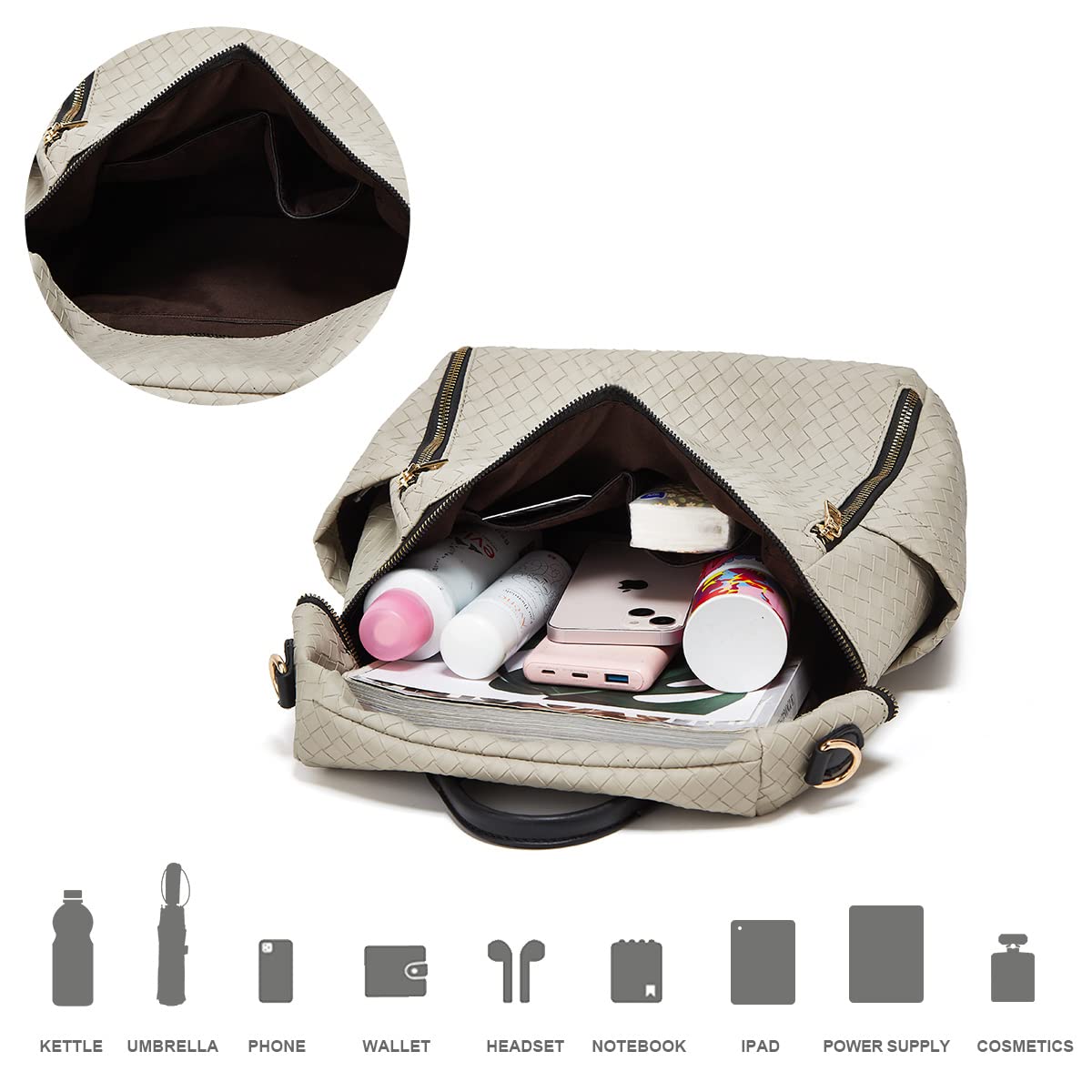 Stylish Women's PU Leather Convertible Backpack Purse - 2-Piece Travel Satchel Handbag for Work, School & Daily Use
