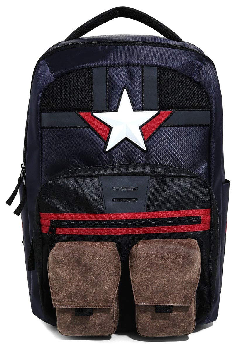Marvel Captain America Backpack for Kids & Adults - Lightweight Built-Up Design for School, Travel & Cosplay | Official Licensed Avengers Superhero Gear