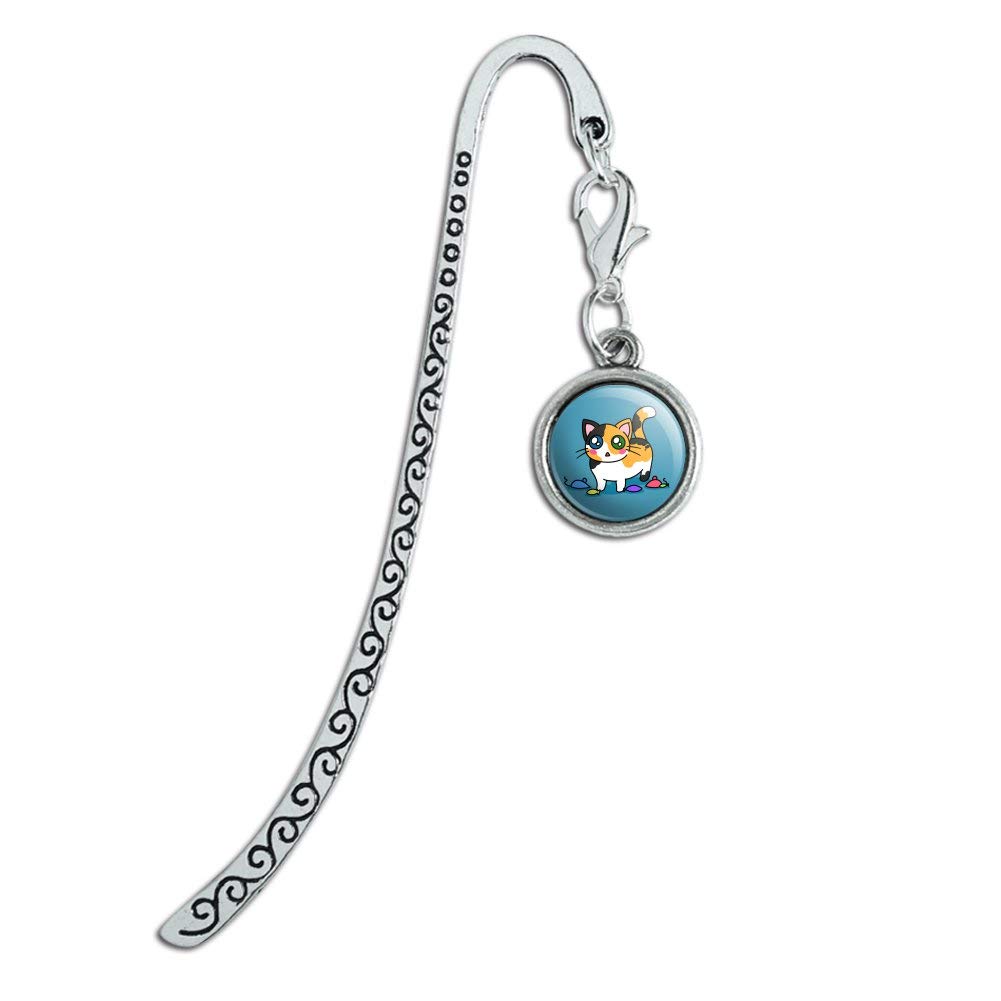 Calico Kitten Metal Bookmark with Charm - Cute Cat Bookmark for Readers & Book Lovers - Perfect Gift for Cat Owners & Bookworms (Reading Accessories, Book Club Gifts, Office Desk Decor)