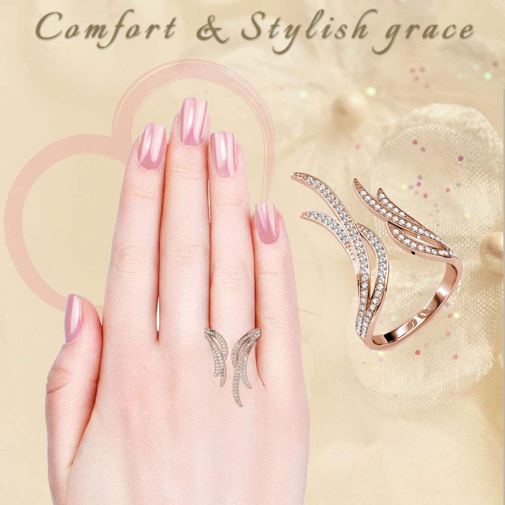 Matashi Gold Plated Open Ring with Elegant Clear Crystals - Trendy Fashion Jewelry for Women | Perfect for Parties, Weddings & Everyday Wear