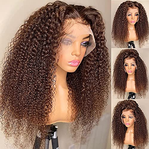 Imeya 22 Inch Brown Human Hair Wigs for Black Women - 180% Density 13x6 HD Transparent Lace Front Wig with Kinky Curly Chestnut Brown Hair, Pre-Plucked with Baby Hair, Unprocessed Remy Hair | Perfect for Daily Wear, Special Occasions, Cosplay & Protective Styling