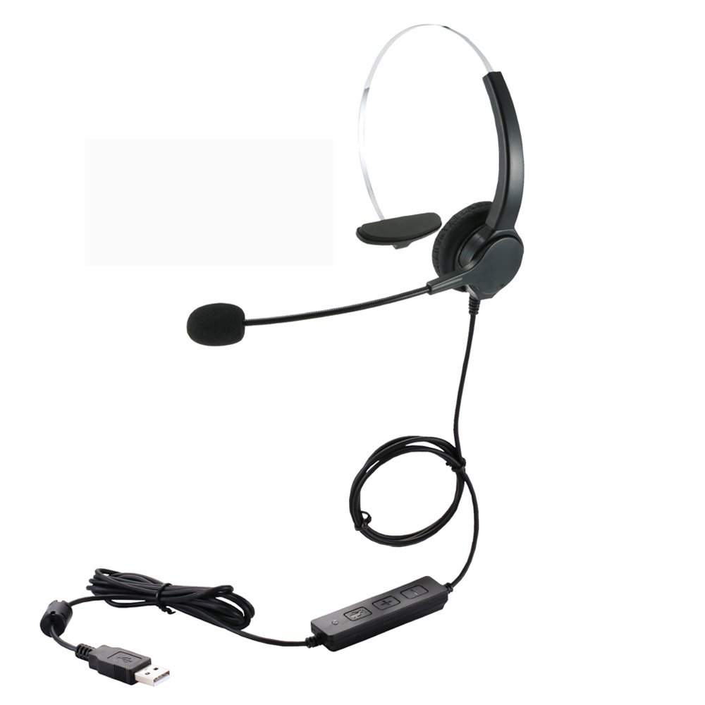TelPal USB Monaural Noise Cancelling Headset with Adapter - Ideal for Office, Call Centers, and Remote Work on PC/Laptop