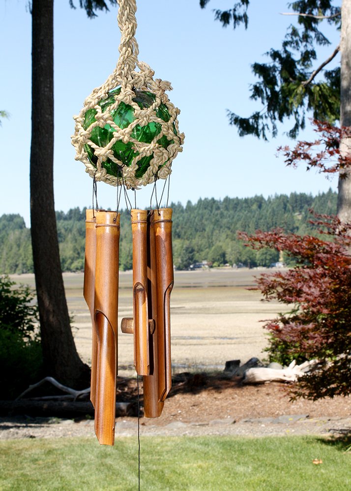 Cohasset 262 4-Inch Green Glass Ball Wind Chime - Outdoor Garden Decor, Patio & Porch Wind Chimes for Relaxing Sounds