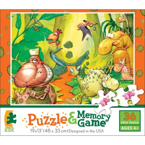 Ceaco Dinoville Puzzle & Memory Game - Fun Educational Toy for Kids, Family Game Night, Dinosaur Lovers, and Brain Training Activities