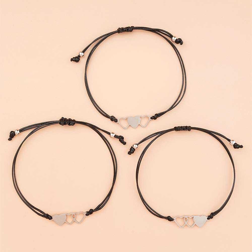 Sister Bracelets Set - Adjustable Matching Heart Wish Jewelry Gifts for Sisters, Best Friends, Couples | Perfect for Birthdays, Anniversaries, Valentine's Day & Friendship Gifts