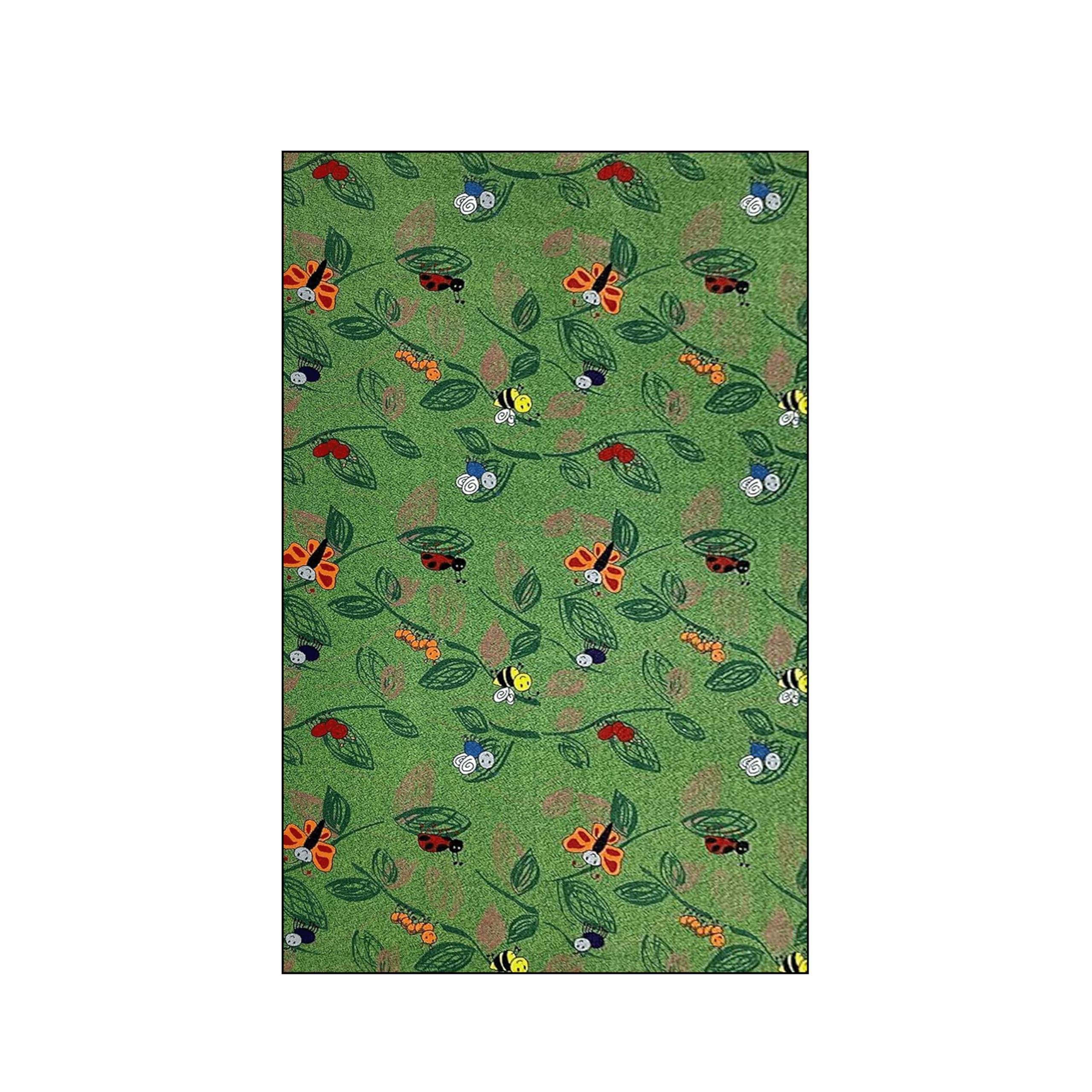 Buzzy Bugs Nylon Area Rug 6' x 9' - Colorful Nature Themed Kids Rug for Home Learning, Classroom, Playroom & Bedroom | Non-Slip Educational Preschool Carpet for Interactive Play & Early Childhood Development