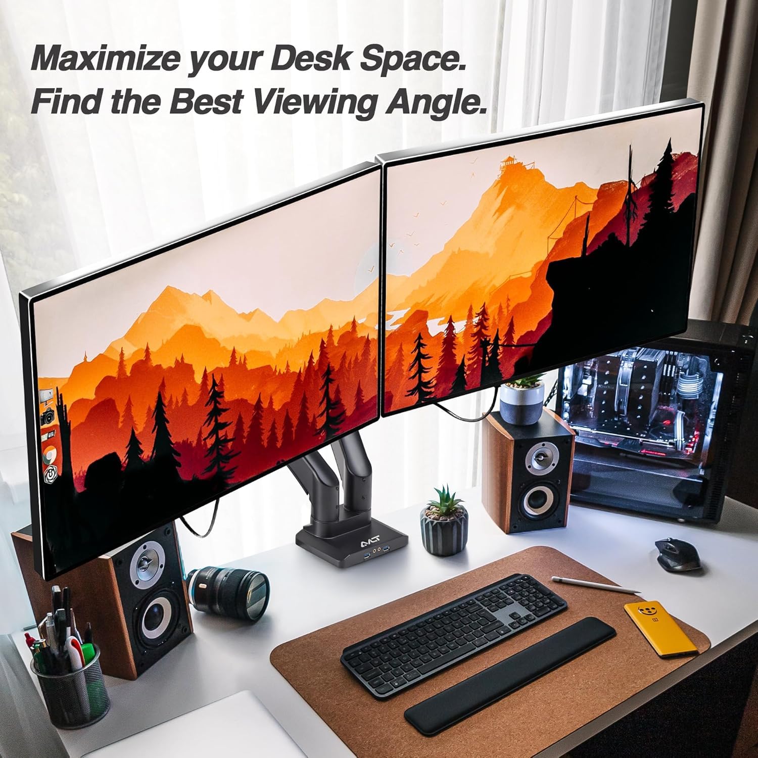 AVLT Dual Monitor Arm Desk Mount for 13